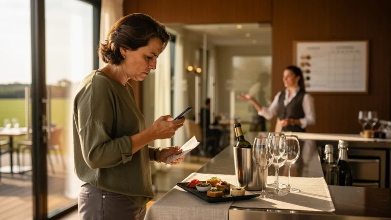Dégustation du samedi manquée, 120 € perdus, client déçu devant un comptoir de réservation