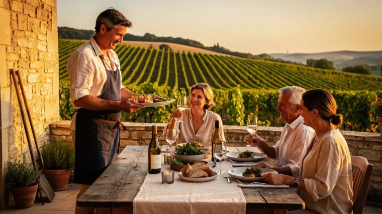 Table d'hôtes vigneronne dans le Sancerrois avec dégustation de vin et repas convivial en vignoble