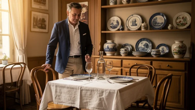 Table de bistrot et faïence de Gien, ambiance chaleureuse pour un passage à Gien