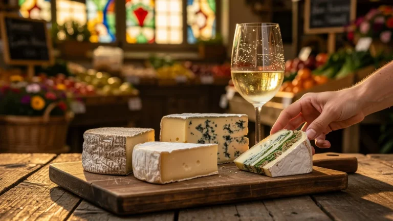 Test des accords Sancerre blanc avec quatre fromages affinés et farci poitevin au Marché Notre-Dame