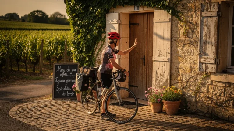 Arrivée tardive d'un cycliste au restaurant fermé le long de la Loire à vélo en Sancerrois