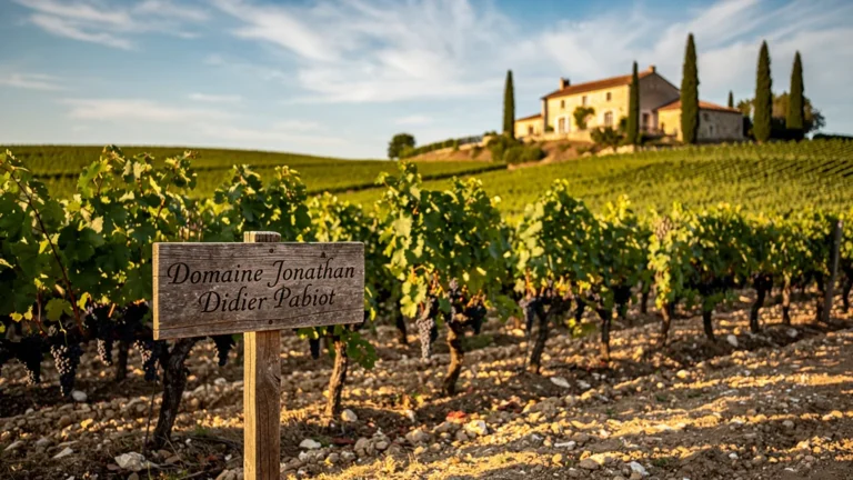 Vignoble du domaine Jonathan Didier Pabiot à Pouilly-Fumé sous un ciel lumineux et un paysage authentique